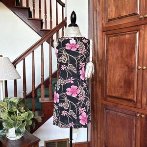 Tropical Vintage Pink Black Dress Jananas Floral Y2k 90s Coconut Girl